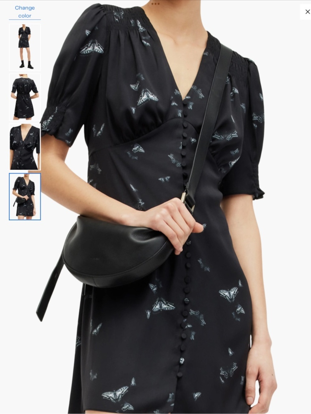 AllSaints Demi Butterfly Print Satin Minidress, size 4